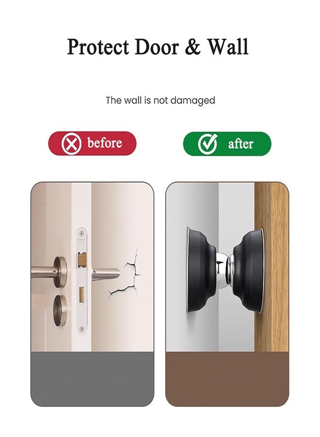 MTRoyaldia Magnetic Door Stoppers 5cm 2 Pack, Stainless Steel Door Stops for Wall and Floor Mounting, Door Holder Keep Door Open, No Drilling Door Stop with Adhesive Tapes, Black - Image 4